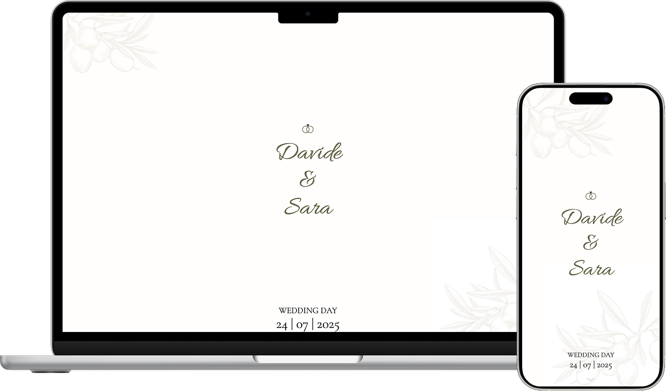 Mockup del sito per matrimonio su laptop e smartphone